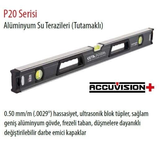 CETA ACCUVİSİON P20-080 Tutamaklı Su Terazisi 80 cm