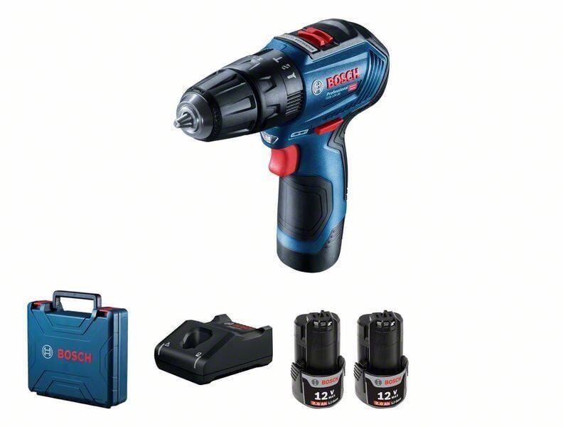BOSCH GSB 12V-30 Şarjlı Darbeli Matkap 12 Volt 2.0 Ah (Plastik Çantalı)