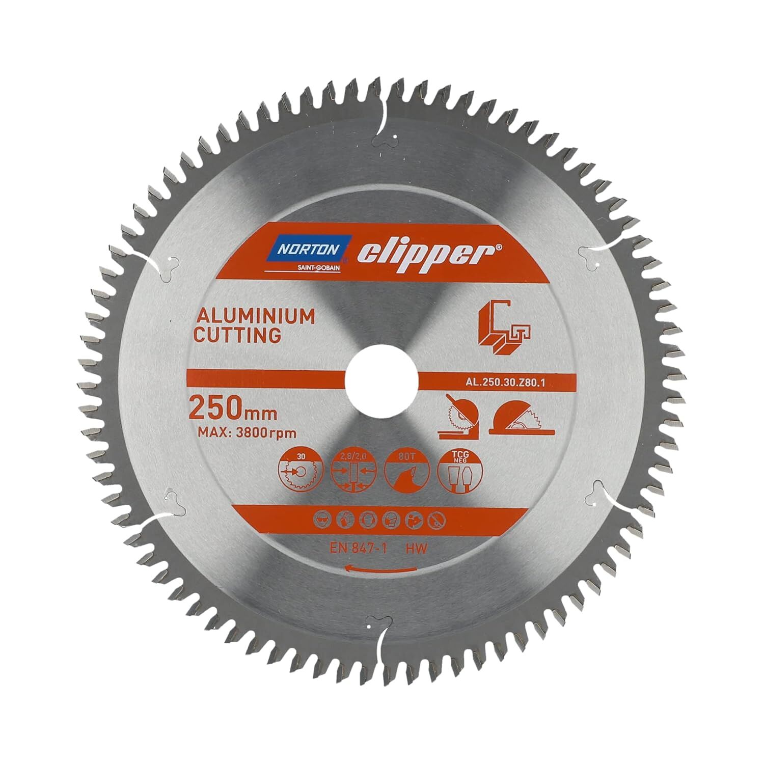 NORTON Clipper Aluminyum İçin 250 mm 80 Diş Elmas Daire Testere Bıçağı