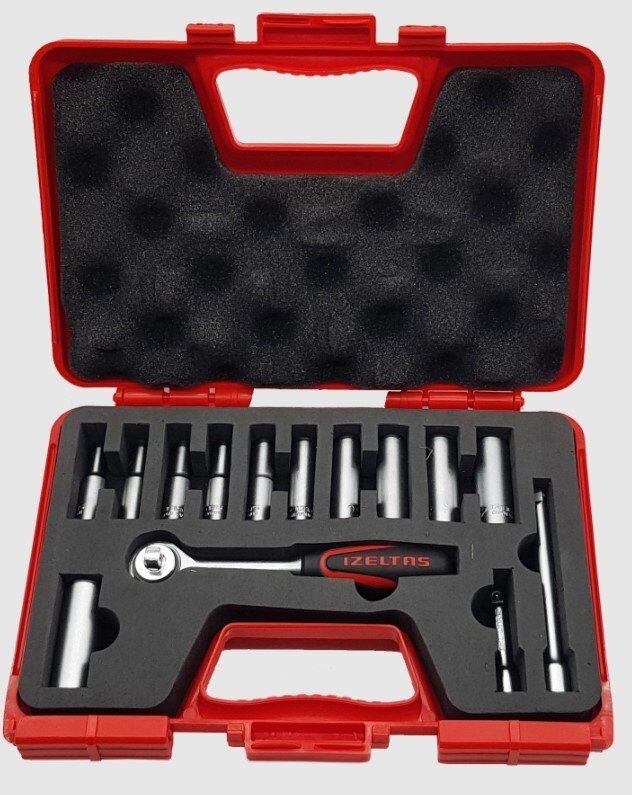 İZELTAŞ 1/4” Altı Köşe Derin Lokma Anahtar Takımı 14 Parça(1107 00 6014)