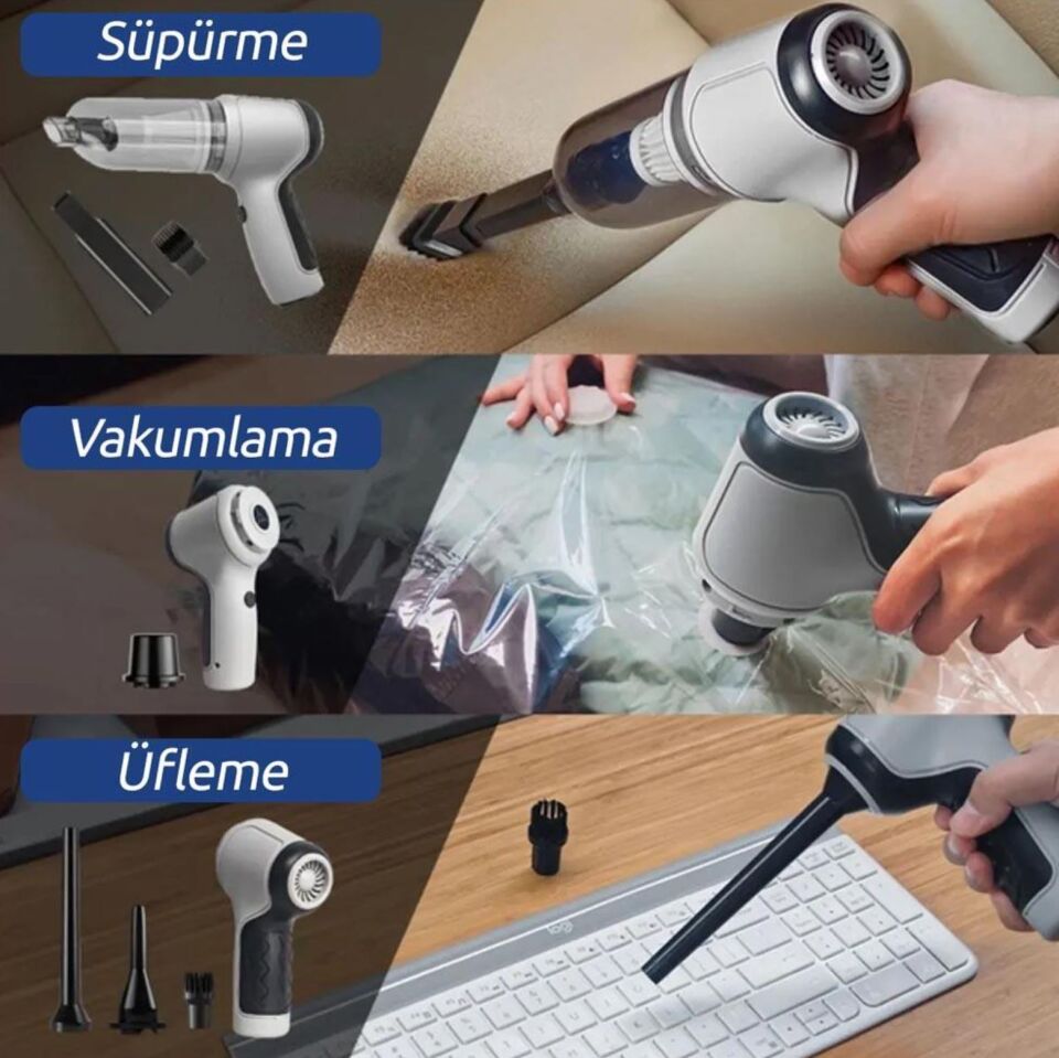 Dinamic HL-107 Çok Fonksiyonlu Pratik USB Şarjlı Araç Süpürgesi