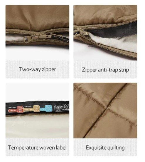 NATUREHIKE LT250 Pamuklu Uyku Tulumu -11 Derece (Kahverengi-Sol)
