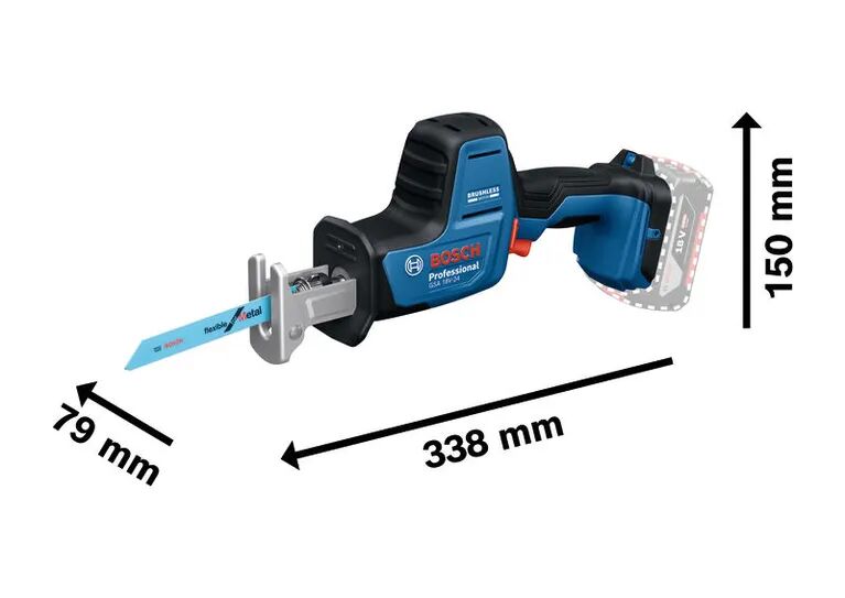 BOSCH GSA 18V-24 Akülü Tilki Kuyruğu Makinası (Akü ve Şarj Aleti Hariç)