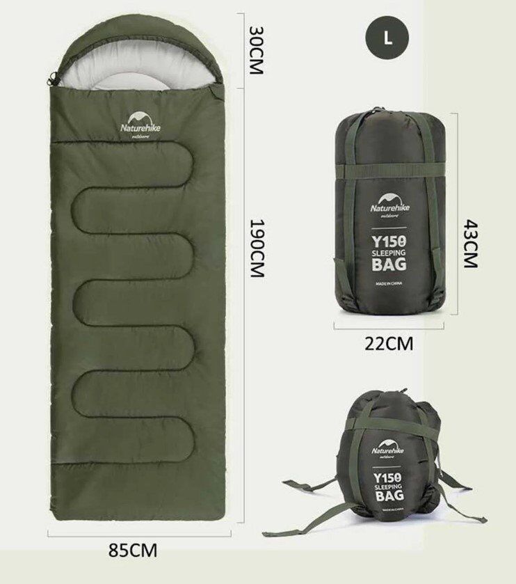 NATUREHIKE Y150L Pamuklu Uyku Tulumu -6 Derece (Yeşil-Sağ)