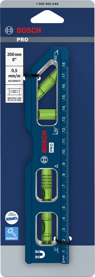 BOSCH Mıknatıslı Su Terazisi 200 mm Aluminyum Gövdeli (1600A03AA9)