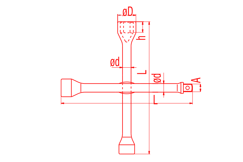 İZELTAŞ 1/2'' İstavroz Bijon Anahtarı Adaptörlü (1975 09 1322)
