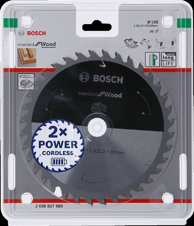 BOSCH 165 x 1,5 x 20 mm 36 Diş Ahşap Elmas Daire Testere Bıçağı