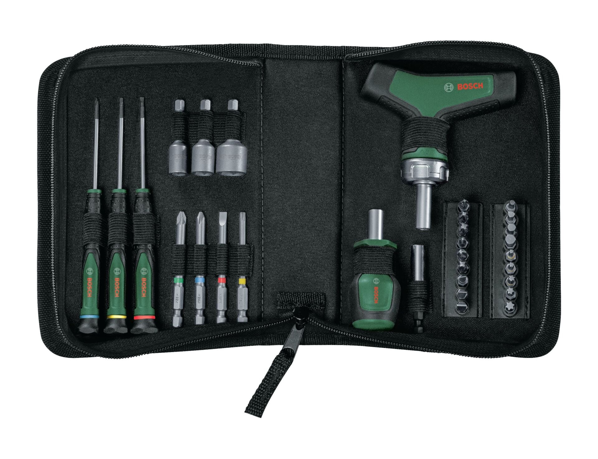 BOSCH T Saplı Bits Uyumlu Cırcırlı Ve Klemens Tornavida Seti 31 Parça (1600A039HX)