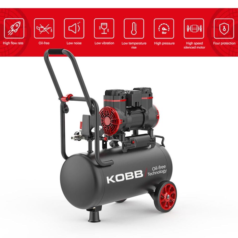 KOBB KBK25S Sessiz Hava Kompresörü 25 Litre 1.7 Hp