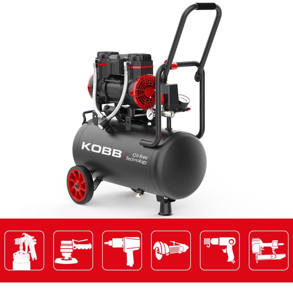 KOBB KBK25S Sessiz Hava Kompresörü 25 Litre 1.7 Hp