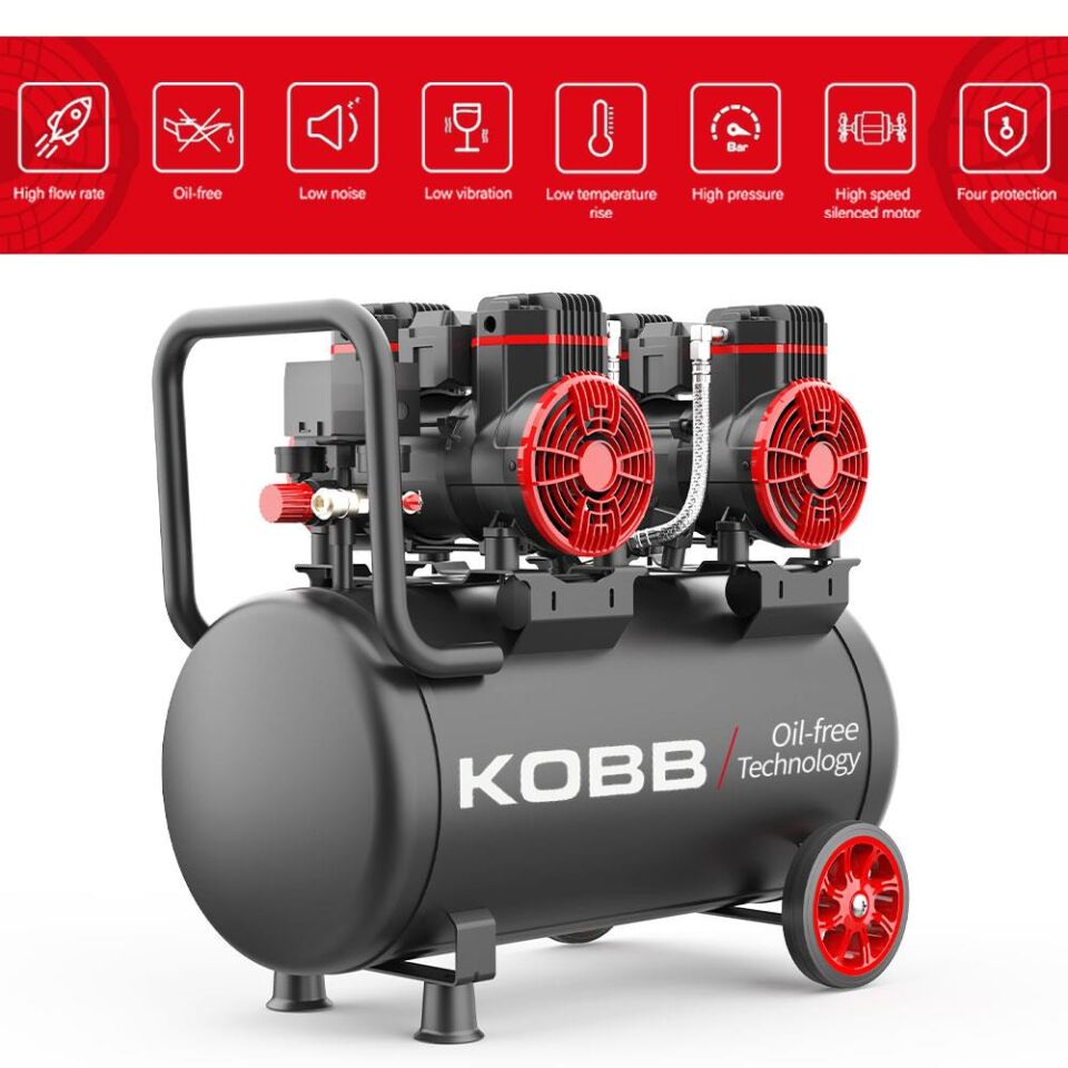 KOBB KBK50S2 İki Motorlu Sessiz Kompresör 50 Litre 4 Hp