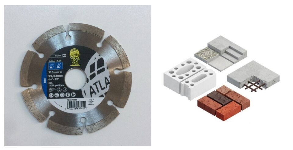 ATLAS Universal Soketli Beton İçin Elmas Testere 115 mm