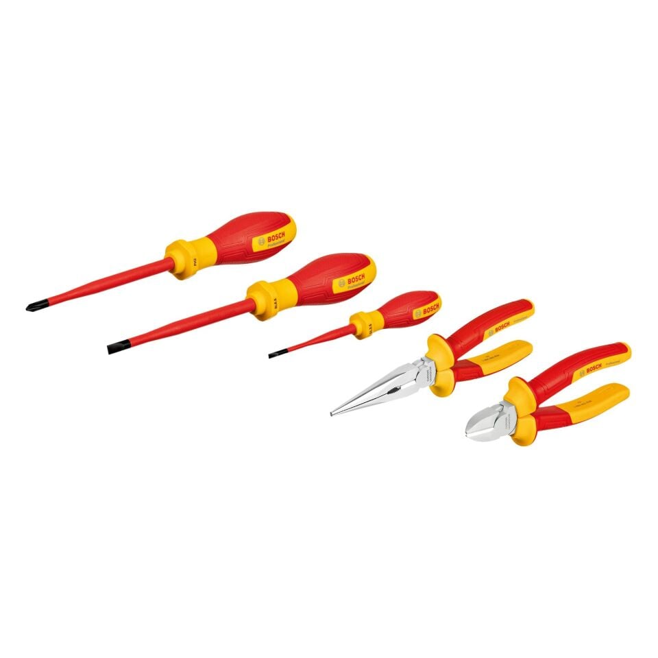 BOSCH Profesyonel VDE 1000 Volt 5 Parça Pense Tornavida Seti (1600A02NG2)