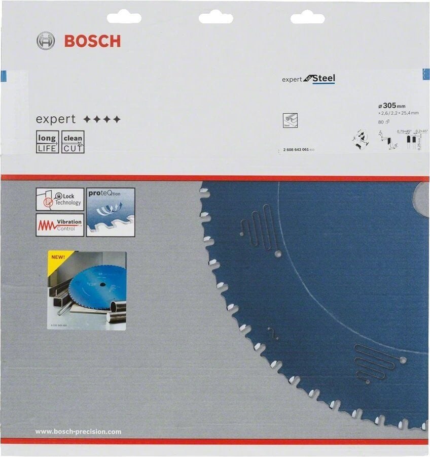 BOSCH Expert Metal 305x2.6x25.4 mm 60 Diş Elmas Uçlu Metal Kesme Daire Testeresi (2608643060)