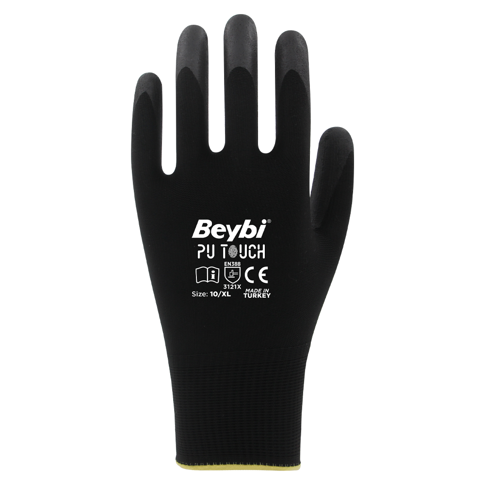 BEYBİ TOUCH 10 Numara Pu Kaplı Siyah İş Eldiveni