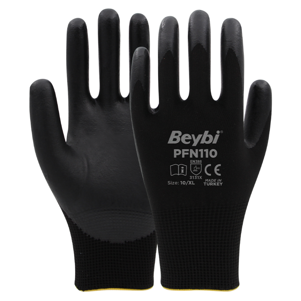 BEYBİ PFN110 Siyah 10 Numara Köpük Nitril Eldiven