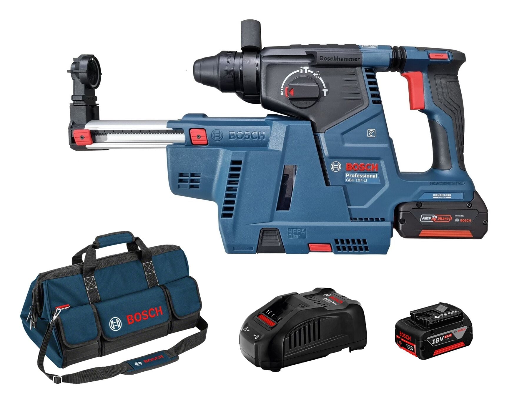 BOSCH GBH 187-LI Toz Emmeli Akülü Kırıcı Delici (Tozsuz Beton Delim İçin)