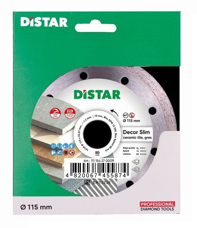 DİSTAR DECOR 115 mm Elmas Seramik - Fayans Kesme Testeresi (Ekstra İnce)