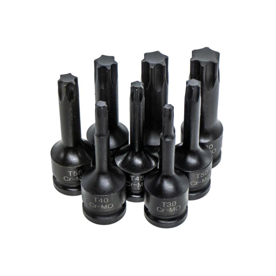NEXON 6018 Havalı Lokmalı Altı Köşe Torx Alyan Takım 1/2'' Uzun 8 Parça