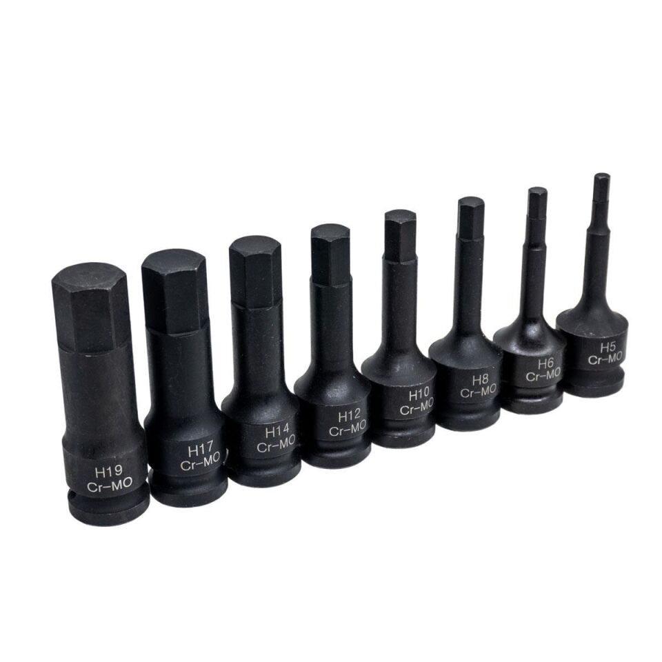 NEXON 6085 Havalı Altı Köşe Lokmalı Alyan Takım 1/2'' Uzun 8 Parça