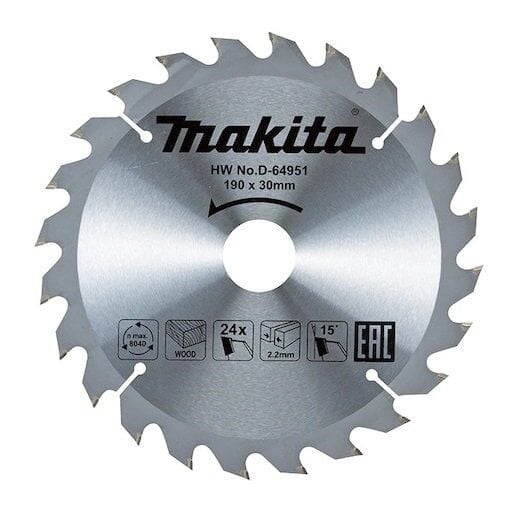 MAKİTA D-64951 Ahşap Elmas Uçlu Daire Testere Bıçağı 190 mm 24 Diş