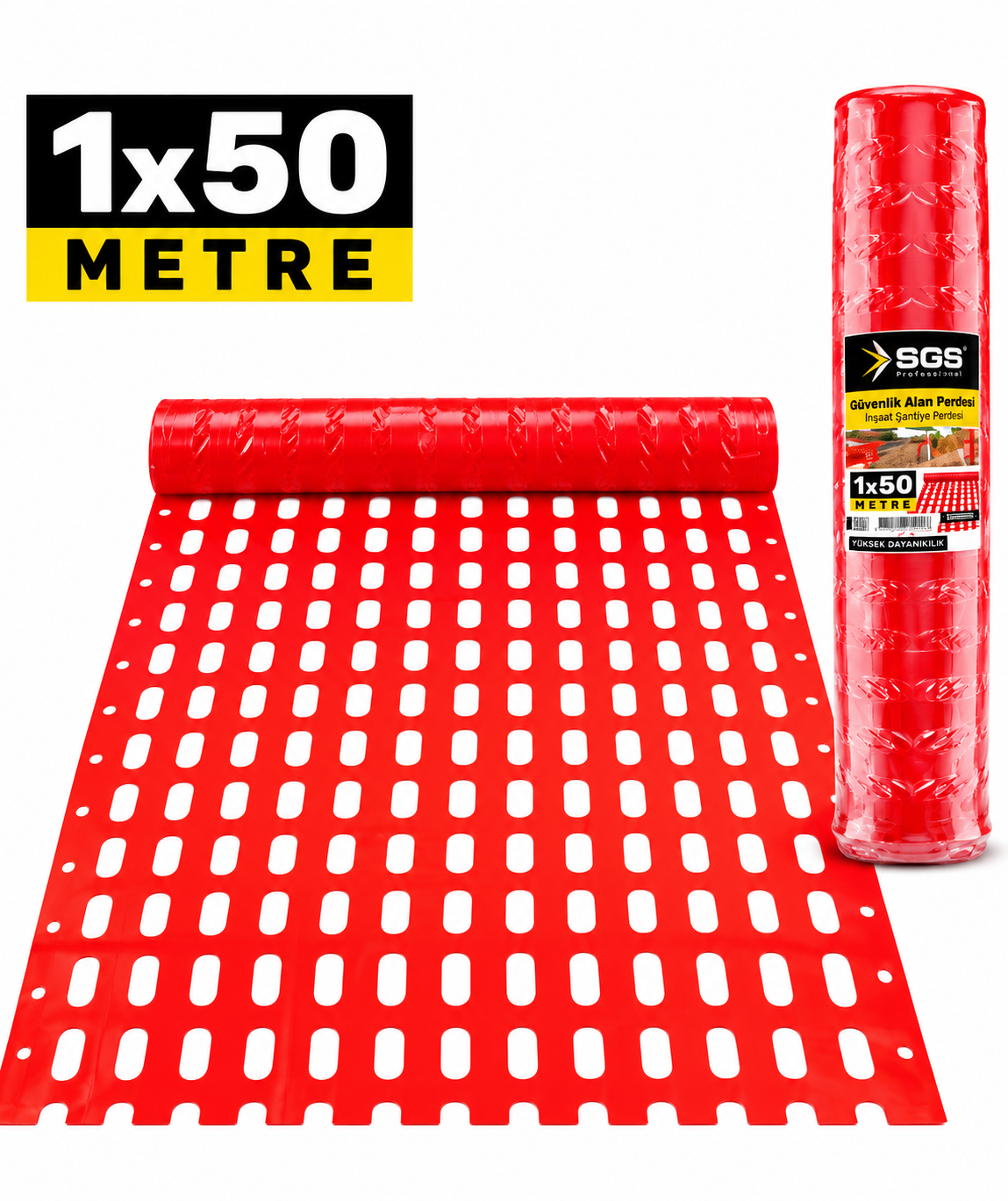 SGS Emniyet Alan Perdesi 1x50 Metre – Kırmızı Güvenlik Filesi