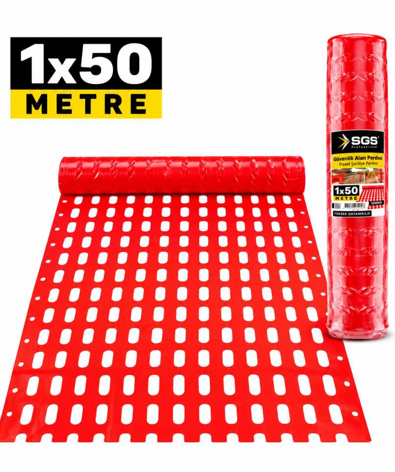 SGS Emniyet Alan Perdesi 1x50 Metre – Kırmızı Güvenlik Filesi