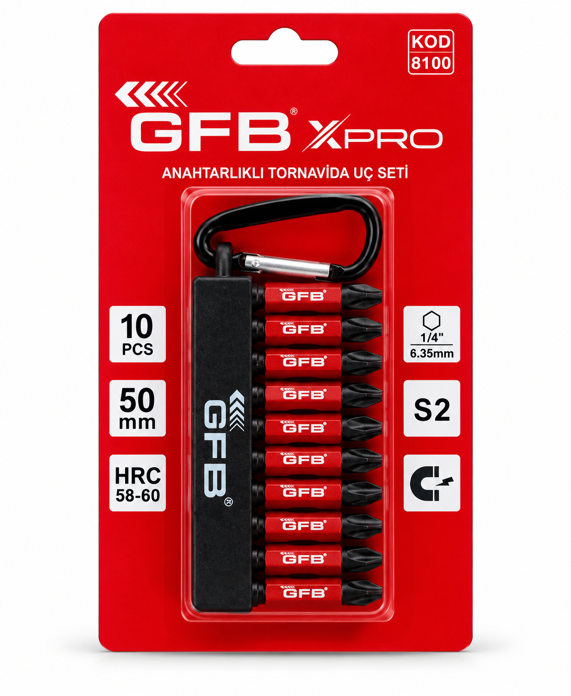 GFB XPRO 8100 10 Parça Anahtarlıklı Bits Uç Seti