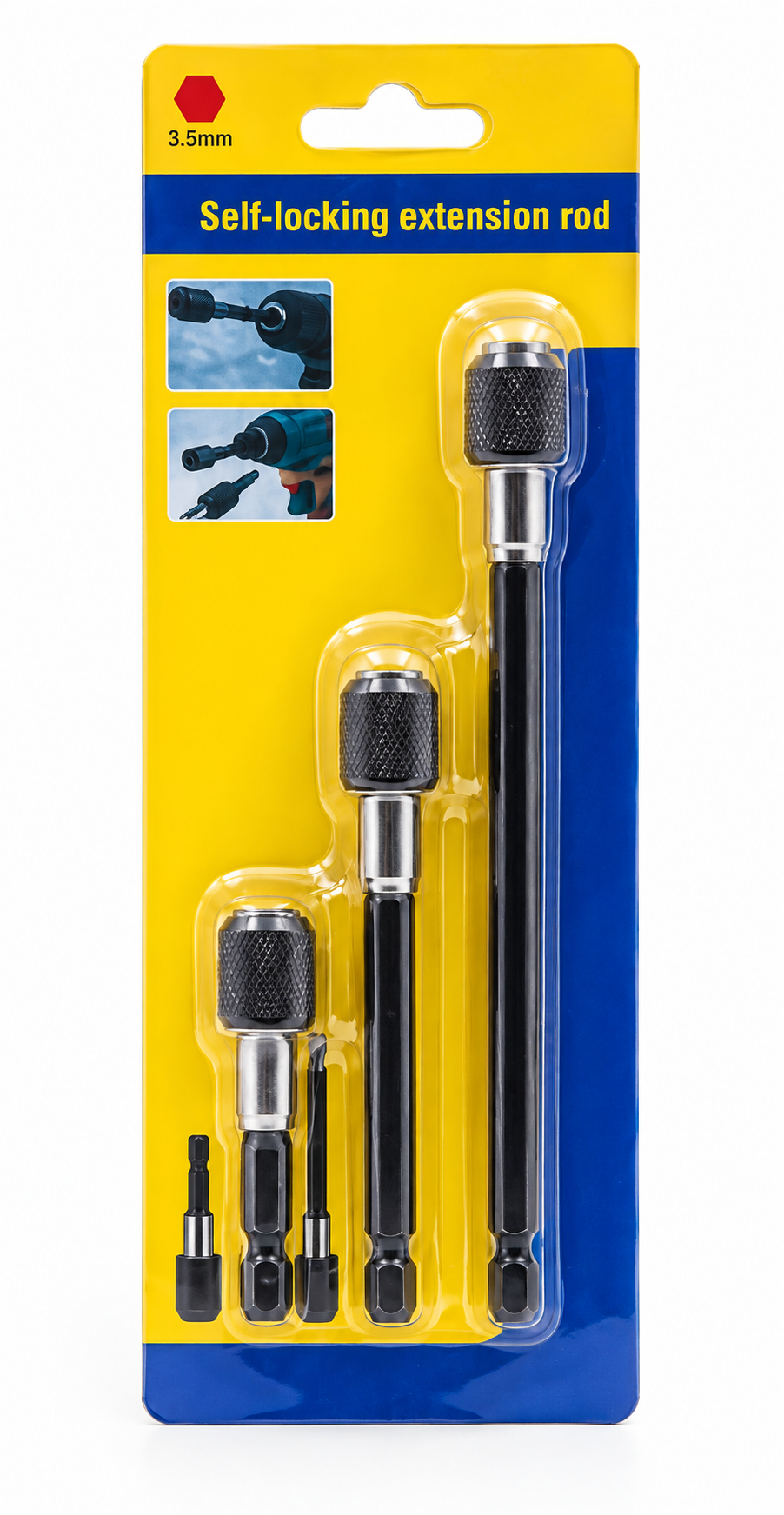 Manyetik Bits Uzatma Adaptörü Kilitli 3´Lü 1/4 – 60-100-150 MM