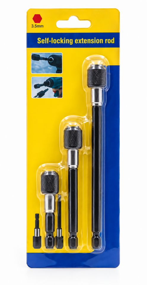 Manyetik Bits Uzatma Adaptörü Kilitli 3´Lü 1/4 – 60-100-150 MM