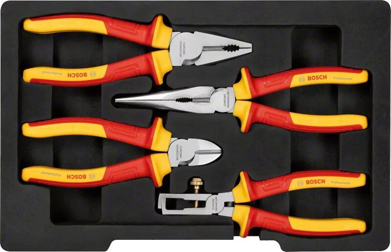 BOSCH Profesyonel VDE 1000 Volt 4 Parça Elektrikçi Pense Seti (1600A02NG1)