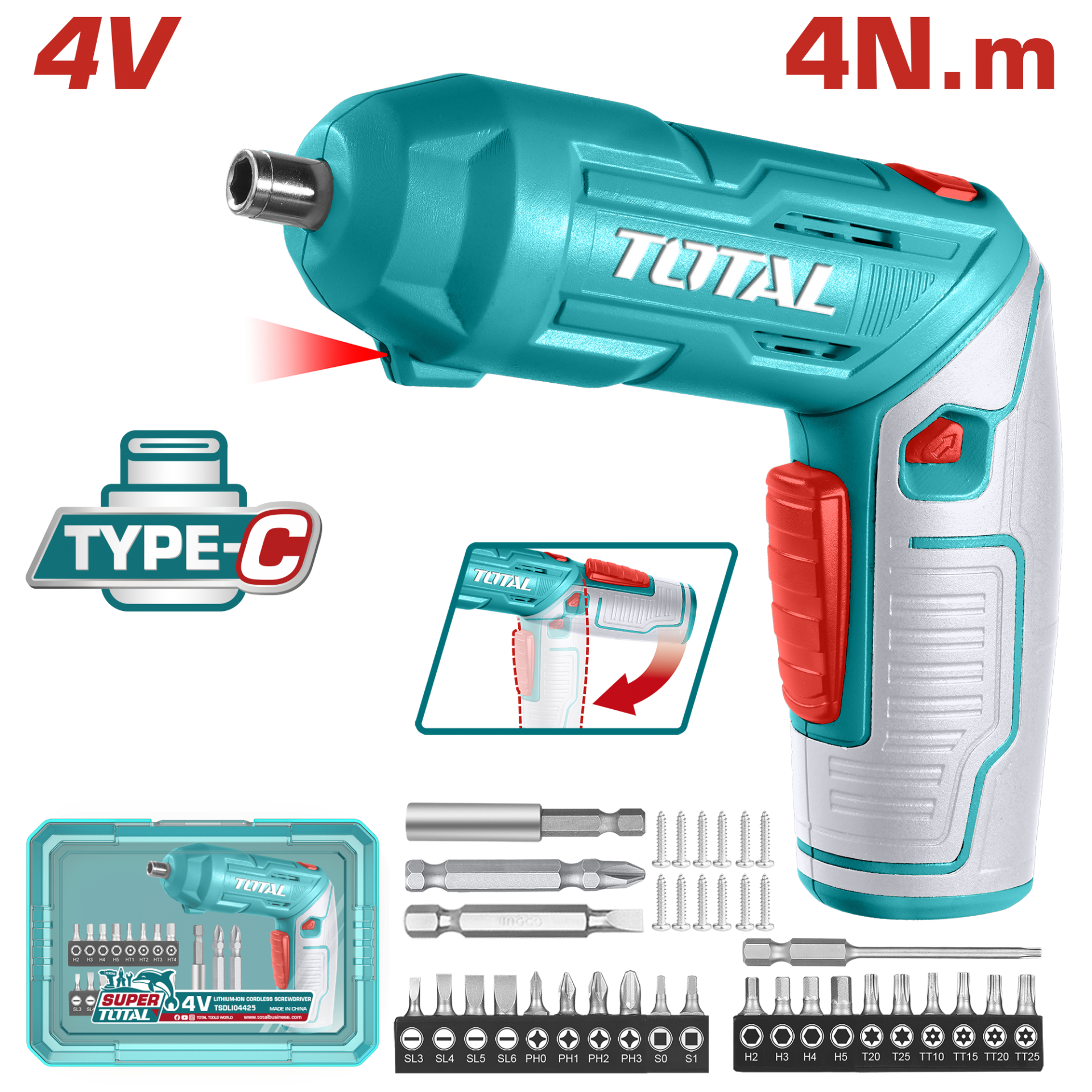 Total Katlanabilir Şarjlı Vidalama TSDLI0442