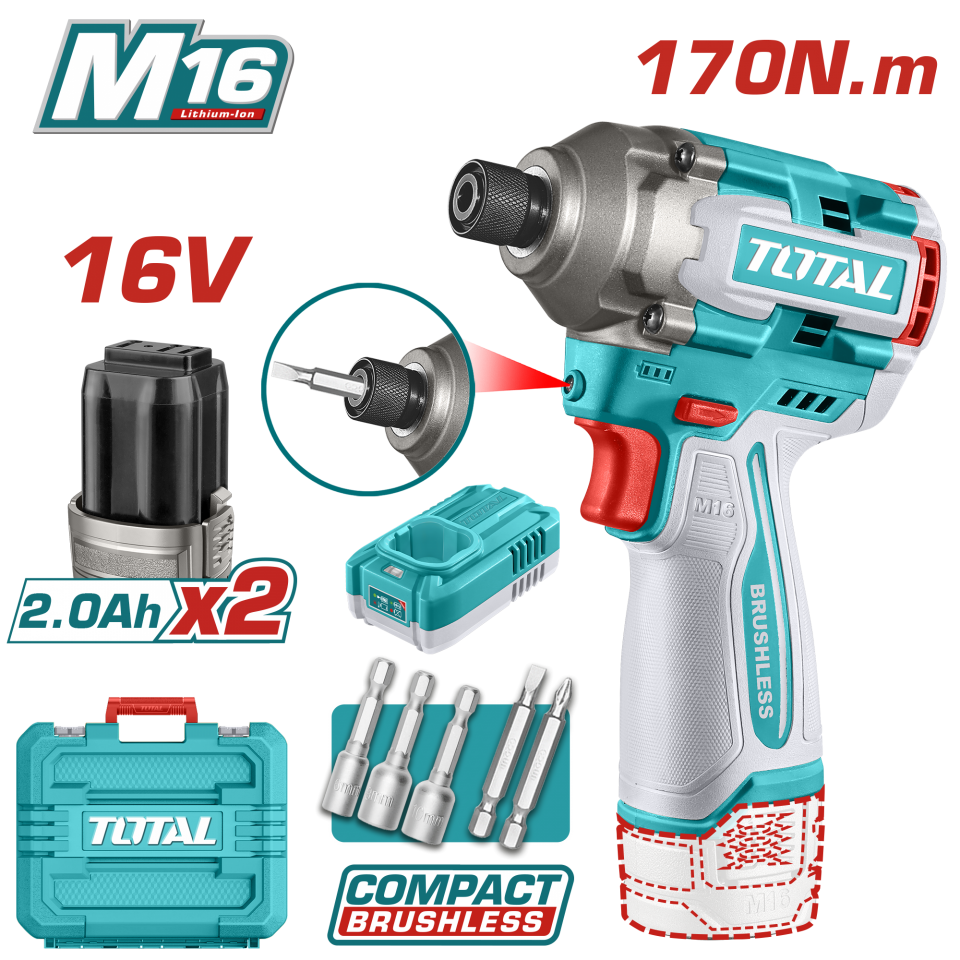 Total LI-ION AKÜLÜ DARBELİ VİDALAMA 16V TIRLI16178E