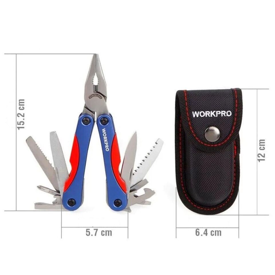 WORKPRO 12 IN 1 Çok Fonksiyonlu Mini Pense Seti + Taşıma Kılıfı (WP382017)