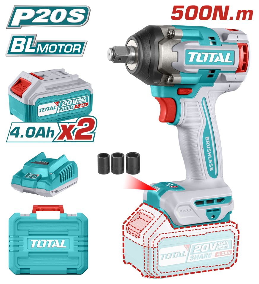 Total LI-ION AKÜLÜ SOMUN SIKMA MAKİNESİ 500Nm TIWLI2050E