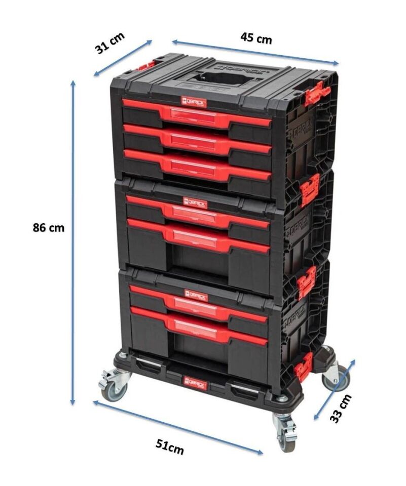 QBRICK System Pro Drawer Workshop Set 1 2.0 Çekmeceli Tekerlekli Takım Dolabı
