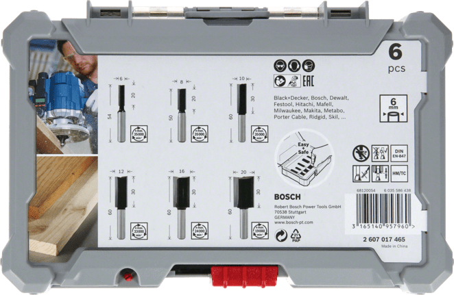 BOSCH 6 mm Saplı Profesyonel Ahşap Freze Bıçak Seti 6 Parça (2607017465)