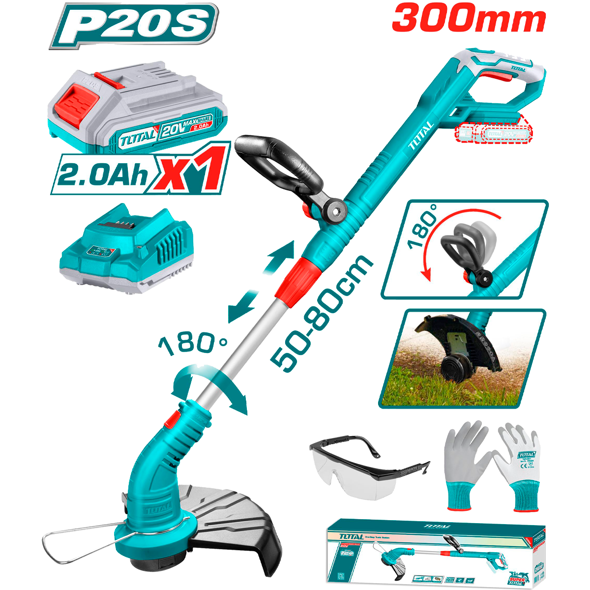 Total Li-Ion Akülü Kenar Ot Kesme Makinesi TGTLI20301