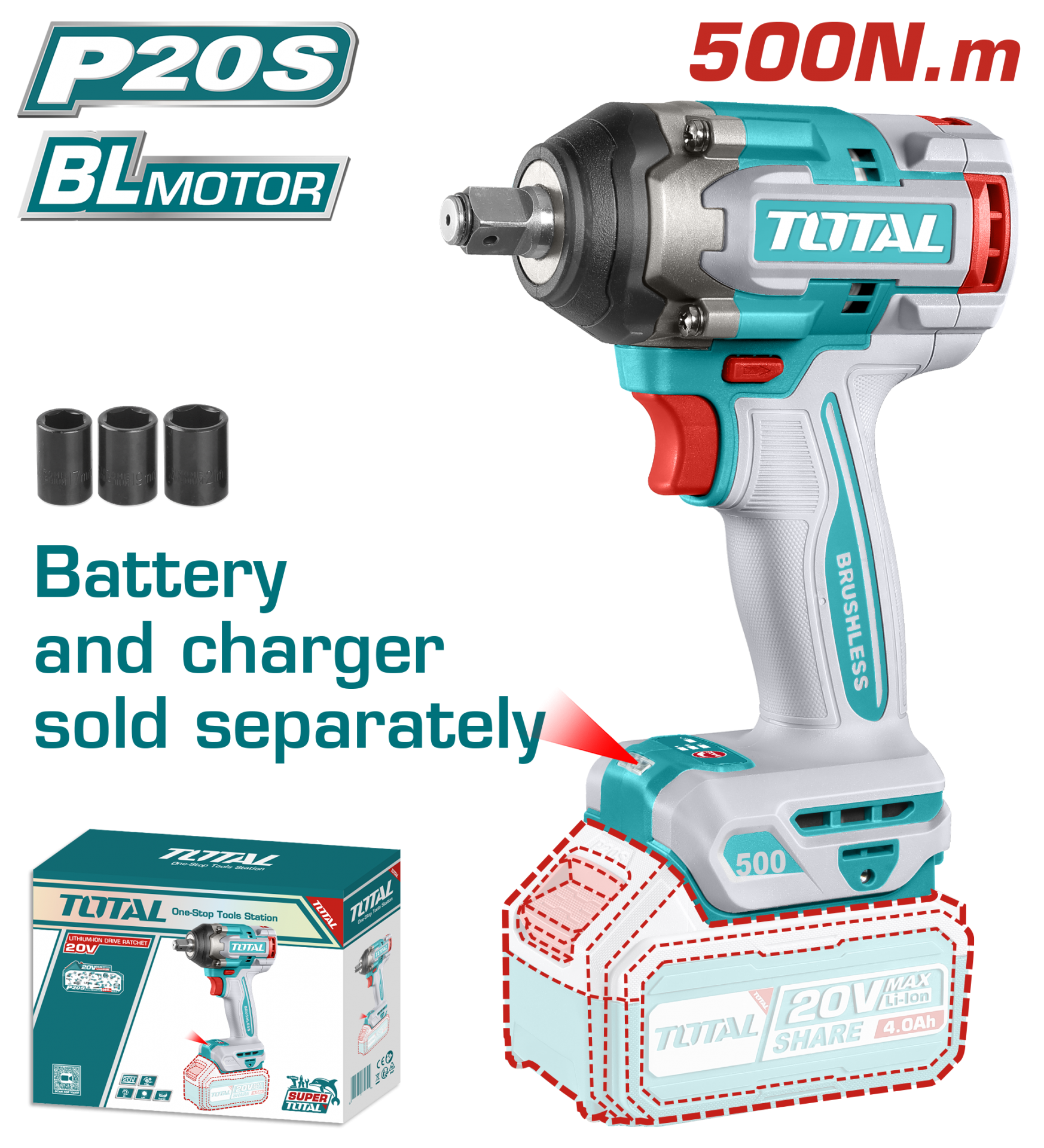 Total LI-ION AKÜLÜ SOMUN SIKMA 500Nm (SOLO) TIWLI20501