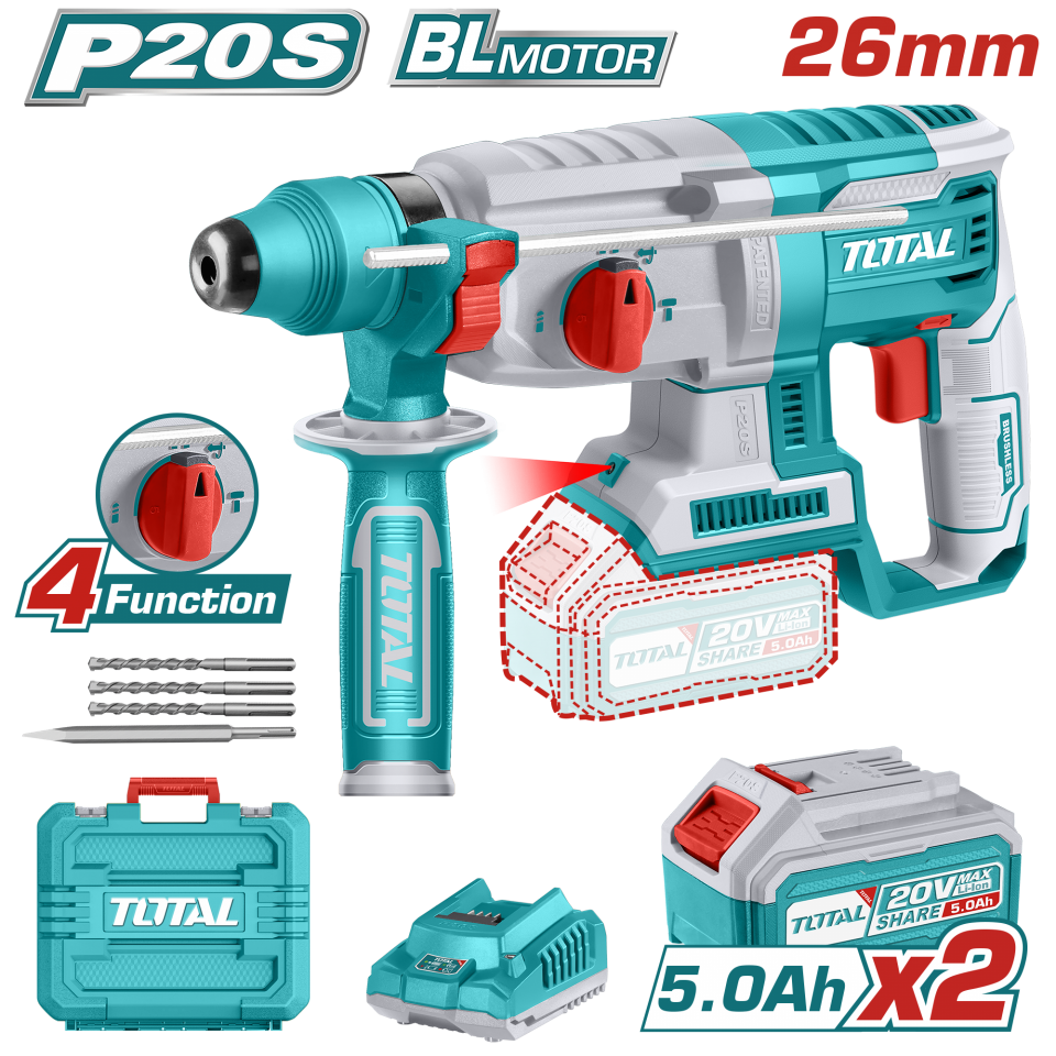 Total LI-ION AKÜLÜ KÖMÜRSÜZ KIRICI DELİCİ 2x5.0AH TRHLI2022875