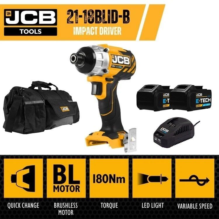 JCB 18BLID-44 18 Volt Torklu Vidalama Makinası 4 Amper Çift Akü Bez Çantalı