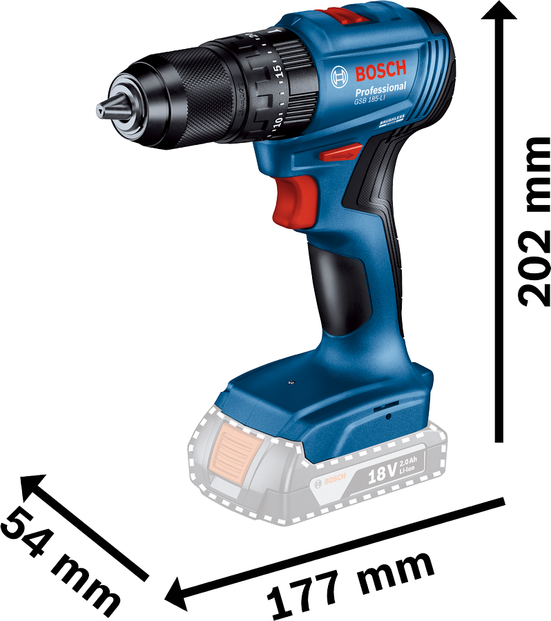 BOSCH GSB 185-LI Şarjlı Matkap 18 Volt (Akü ve Şarj Aleti Hariç)