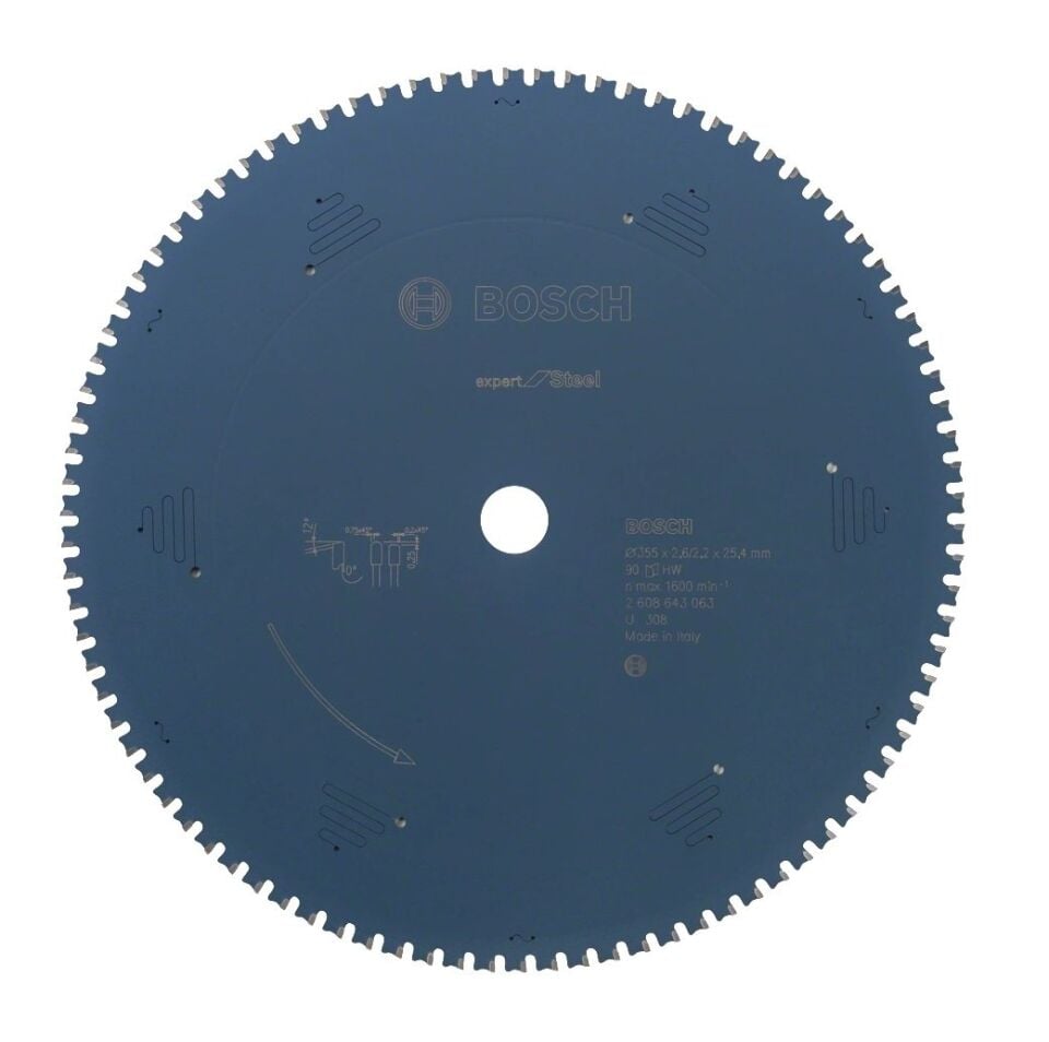 BOSCH Expert Metal 355x2.6x25.4 mm 90 Diş Elmas Uçlu Metal Kesme Daire Testeresi (2608643063)