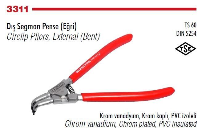 İZELTAŞ Dış Segman Pensesi Yaylı-Eğri 180 mm (3311120170)