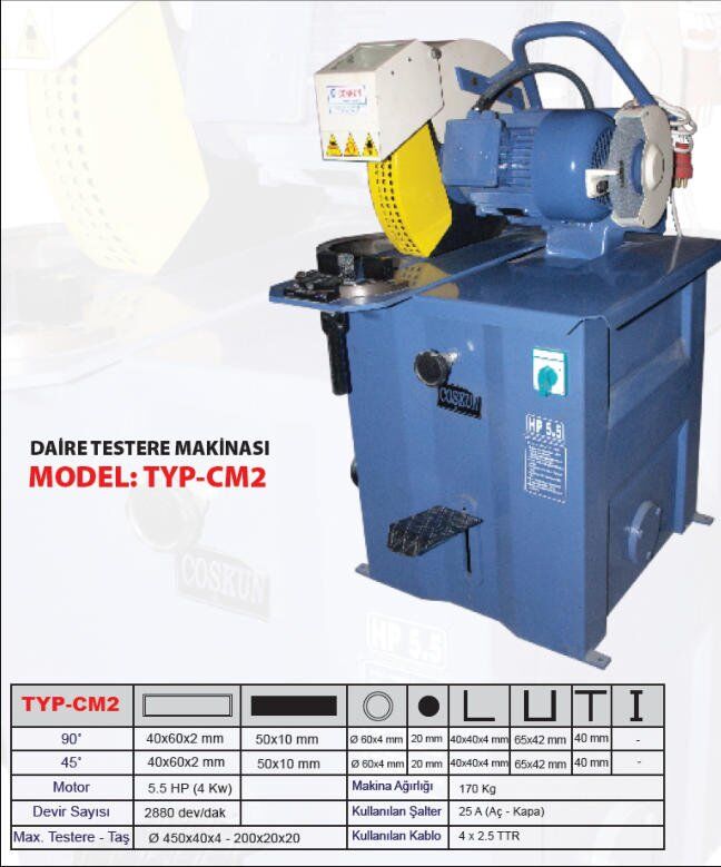 COŞKUN CM-2 Profil Kesme Makinası 5.5 Hp