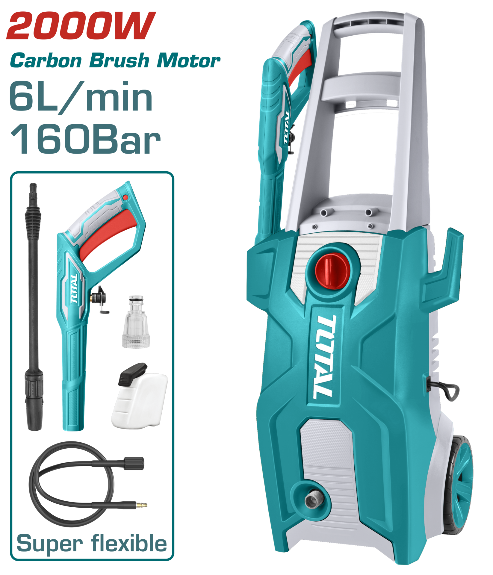 Total Yüksek Basınçlı Yıkama Makinesi 160 Bar - 2000W  TGT11376