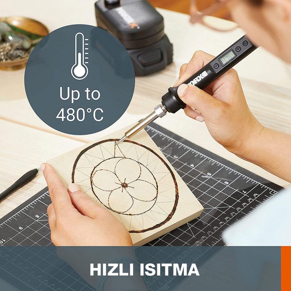 WORX WX988 MakerX 20 Volt Akülü Ahşap Yakma ve Gravür Seti