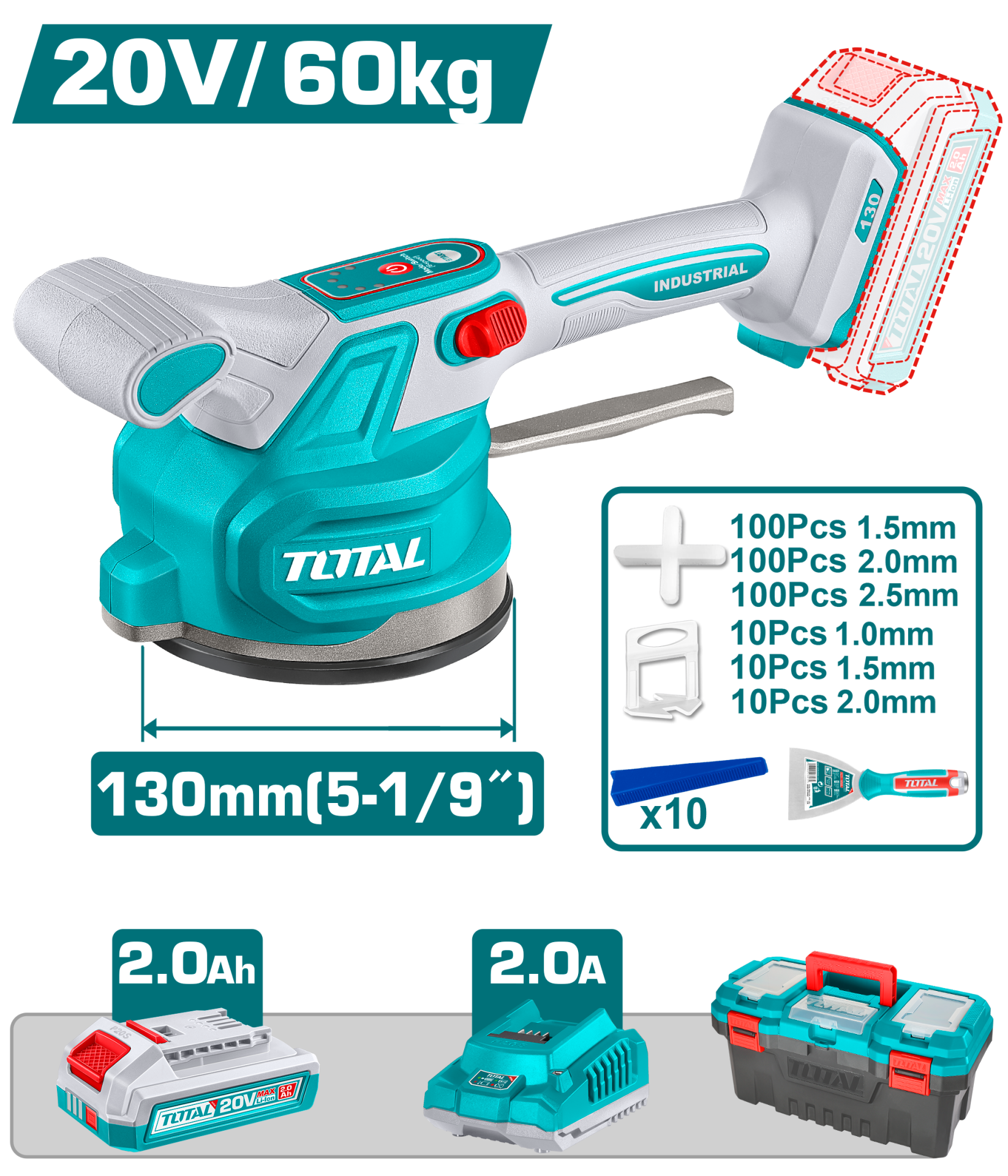 Total Li-Ion Akülü Titreşimli Seramik Döşeme  TTVLI20018E
