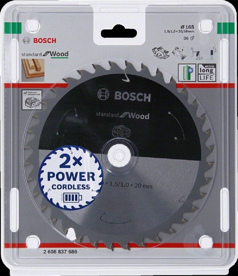 BOSCH 165 x 1,5 x 20 mm 36 Diş Ahşap Elmas Daire Testere Bıçağı