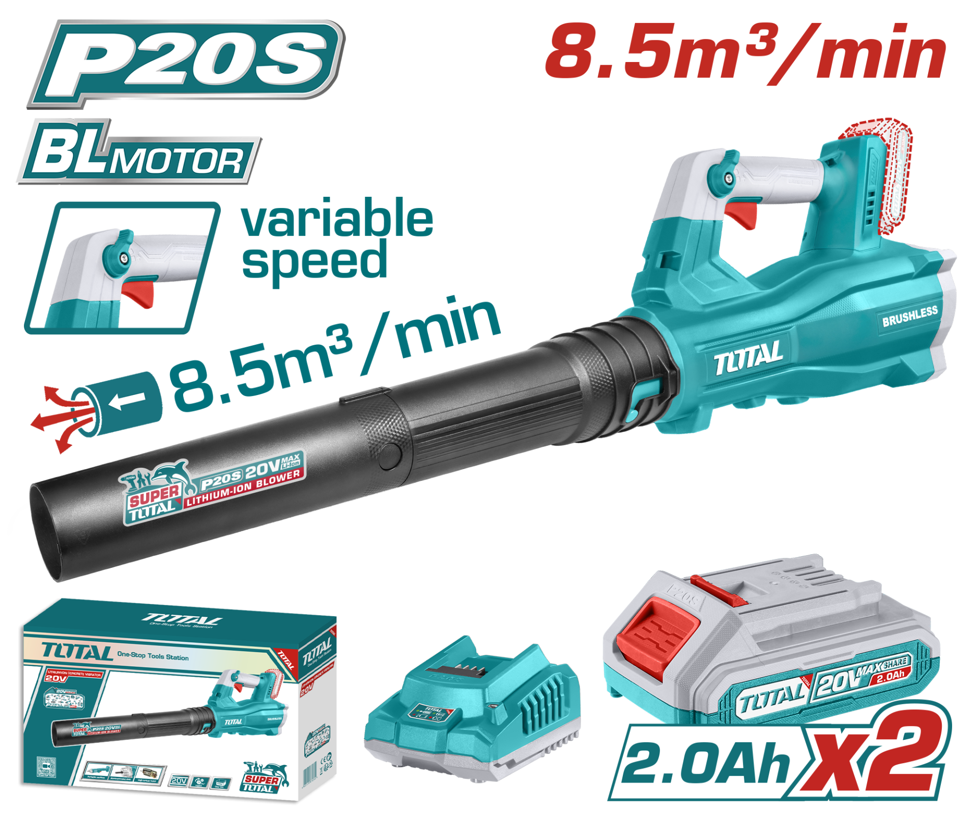 Total Li-Ion Akülü Üfleme Makinesi 2x2.0Ah  TABLI20428E